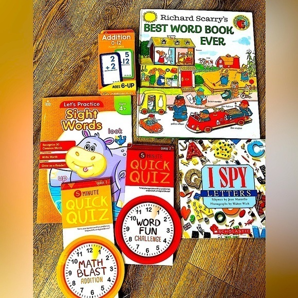 Other - Kids 6 Book & Activity Book Bundle-Theme: ABCs & 123s; Math; Time; Sight Words